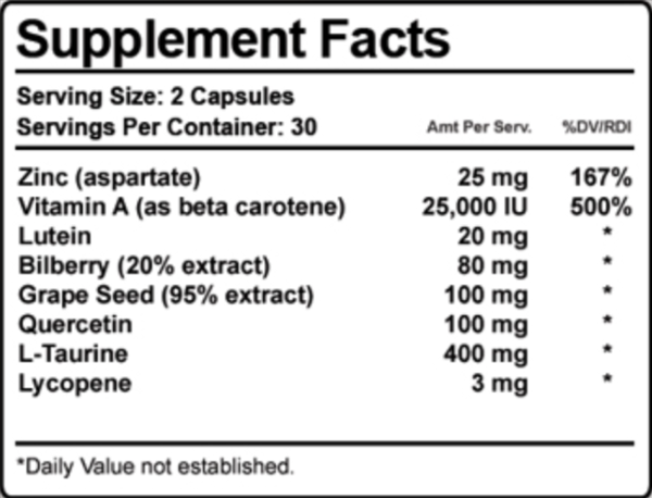 Eagle Eye 911 Supplement facts