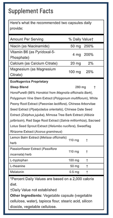 Pure Sleep Supplement Facts